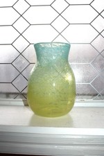 Large Vintage Art Glass Vase Shading Green to Yellow picture