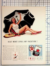 1939 Texaco Havoline Motor Oil Ad Woman Beach Umbrella Vintage Print picture