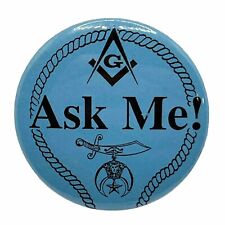 Ask Me Zuhrah Shrine Circus Worker Masonic Shriner Freemason Pinback Button Pin picture