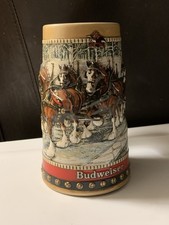 1988 Budweiser Holiday Beer Stein Mug Clydesdale Collector Series Christmas Xmas picture