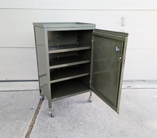 Vintage LYON Industrial Steel Machinist Rolling Tool Storage Cabinet Army Green picture