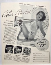 1937 Pinup Bell & Howell Filmo 8 Sexy Hot Body Beach Print Ad Life Magazine Page picture