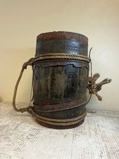 Antique Wood Banded Barrel - Whiskey Keg-Canteen - Rum- Water - 1800’s - 14”x 6” picture
