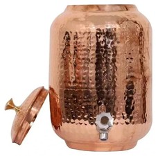 100% Pure Copper Water Dispenser Hammered Water Pitcher Container Pot 5 Litre picture