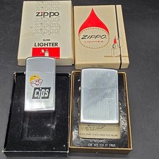 Vintage Zippo Lot Of 2 With Boxes - 1971 Engine Turned No 350 & 1982 Slim CIPS picture