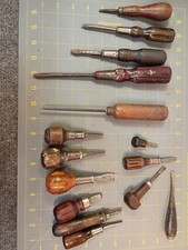 LOT Antique vintage Wood handle screwdriver collectible machinist Old tools KG picture