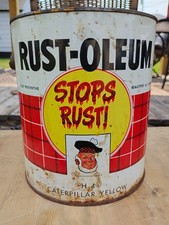 Vintage Rust-Oleum GALLON Paint Can H-4 Caterpillar Yellow 1960s 70s Rustoleum  picture
