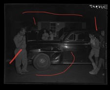 VTG Original Photo Negative Daughter Crash Car Accident Dad Smoking Night Scene picture