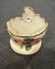 Antique Porcelain Cigarette Wall Pocket Match Holder  Rose Gold Colored Trim picture