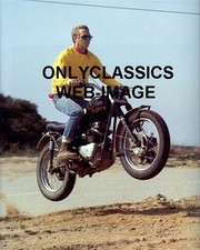 1963 STEVE MCQUEEN TRIUMPH MOTORCYCLE JUMP 8X10 PHOTO DIRT RACING HOLLYWOOD CA. picture