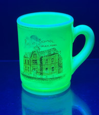 c1910 TORAH MINNESOTA SCHOOL Uranium Custard Glass Souvenir Toothpick Mug Holder picture