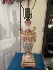 Vintage Beckwith China Hand Painted Floral Porcelain Table Lamp Gilt picture