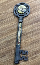 Vintage Souvenir Old Metal Key Wall Thermometer Big Bear Lake, California picture