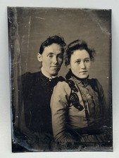 Beautiful Antique Tintype Beautiful Victorian Fashionable Women ￼ picture
