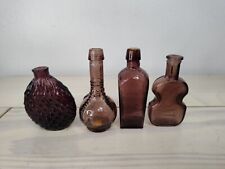 Antique Vtg Amethyst Purple Glass Miniature Bottles Decor picture
