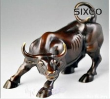 Big Wall Street Bronze Fierce Bull OX Statue picture