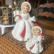 Vintage NAPCOWARE Christmas Planter X-8390 Snowflake Girl w Gifts Presents Japan picture