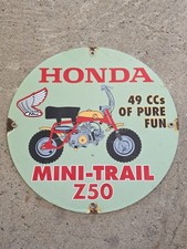 VINTAGE ORIGINAL HONDA MINI TRAIL Z50 PORCELAIN SIGN 12