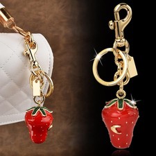 Coach Strawberry Bag Charm Keychain Resin and Metal Brass Keychain Ornament New picture