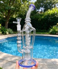 lavender Helix Coil tree bong Recycler rig Glass Water pipe 13