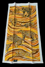 MWT 60s Kay Dee Handprints LEOPARDS Pure Linen Tea Towel Wall Art Signed RB picture