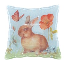 208PARK Glass Bunny Rabbit Trinket Candy Dish Easter Spring Butterfly 5