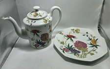 Limoges A. Raynaud Dioraflor Ceralene 2pc Tea Pot & Plate Flowers Floral EUC picture