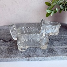 Vintage Clear Pressed Glass Scottie Dog Scottish Terrier Trinket Bowl picture