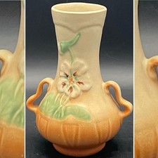 Weller Art Pottery Panella Cream Orange Ombre Amphora Vase c1930s USA 6.5