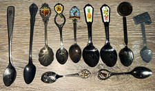 Lot of 11 Vintage Travel Souvenir Metal Spoons Mixed Design- Reeces, Avon +More picture