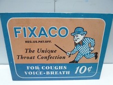  Vintage 1930'S Fixaco Throat Confection Advertising Sign ( COUGHS VOICE BREATH) picture