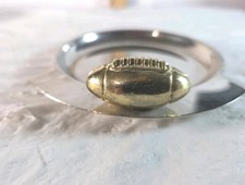 Vintage Silver Tone Dish Brass Football Ashtray Nut Bowl Sports Decor picture