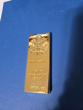 FORT KNOX VINTAGE METAL PAPERWEIGHT VERY ORNATE PROOF 24k GOLD PLATED 5.2 OZS picture