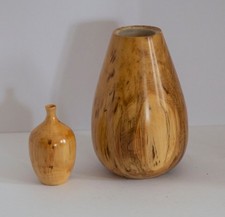 (2) VTG Aspen Hand-turned Wood Vases-6