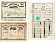 3 US Railroad Stocks 1850-60s Green & Coats, Michigan, Second & Third picture
