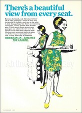 1969 HAWAIIAN Airlines STEWARDESS ad advert BEAUTIFUL VIEW FROM EVERY SEAT picture