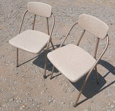 X2 Vintage 1948 Atomic Cosco Hamilton Metal Folding Chairs Vintage MCM ((READ) ) picture