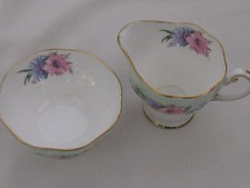 FOLEY BONE CHINA, EB 1850, CREAMER & SUGAR SET CORNFLOWER  EXCELLENT picture