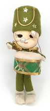 Tree Trimmings Christmas Ornament Snow Baby Drummer Boy With Tag Vintage 1950s picture