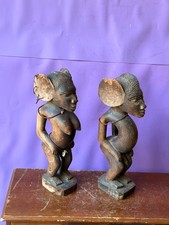 Vintage Fon Venavi Twin Figures Pair Benin Carved Wood African Sculpture 11