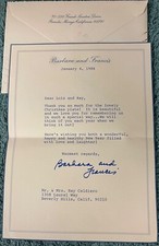 Frank Sinatra- Wife Barbara Sinatra Authentic Signed Thank you note 1988 picture