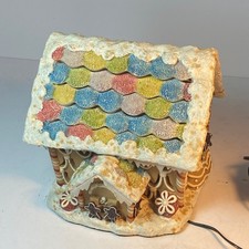2004 Vintage Merry Brite 7x7'' Fiber Optic Lighted Gingerbread House CVS (CHIP) picture