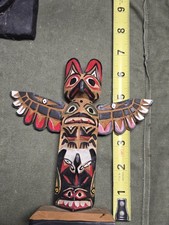 Nice Old Vintage 1940's 1950's Era Ray Williams Carved Wood Painted Totem Pole picture