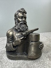 Vintage Ned Kelly Bust Statue Australian Bushranger Outlaw Armor Revolver 7” picture