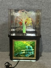 Vintage Fiber Optic Waterfall Motion Lamp Light Forest Scenery Flower Tested picture