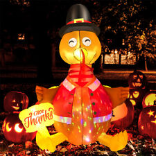 6ft Thanksgiving Inflatable Blow up Turkey w/ Hat LED Lighted Lawn Yard Deco picture
