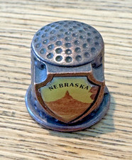 Pewter Thimble Nebraska, Vintage, Souvenir, Pewter, Chimney Rock picture