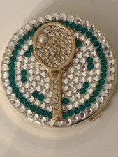 Title: Vintage Mary Kay Crystal & Rhinestone Tennis Racket Compact Mirror Signed picture