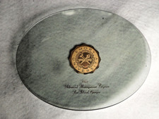 Emory University 1969 Swedish Glass Oval Tray But NEW Salesman Sample picture