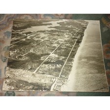 Vintage Aerial Photograph Coastal Development Ocean View Black and White Print picture
